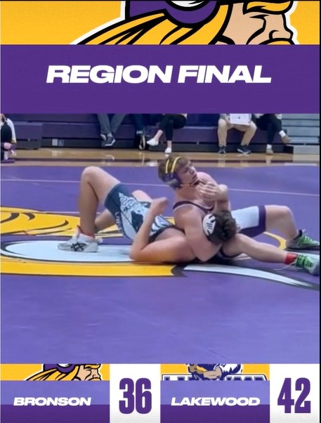 Bronson wrestling teams falls in Regional Finals
